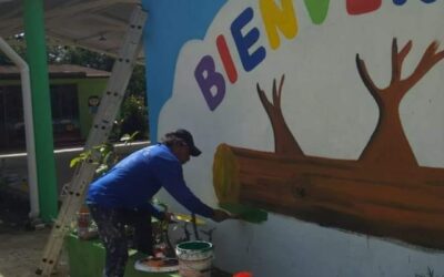 Trabajos de pintura en Jardín de niños «Leandro Valle» en Hacienda Vieja